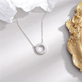 925 Silver Pendant Circle Necklace with Diamond