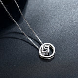 925 Silver Necklace Pendant Round square nest Adjustable Chain Choker