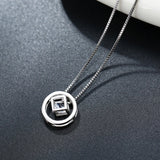 925 Silver Necklace Pendant Round square nest Adjustable Chain Choker