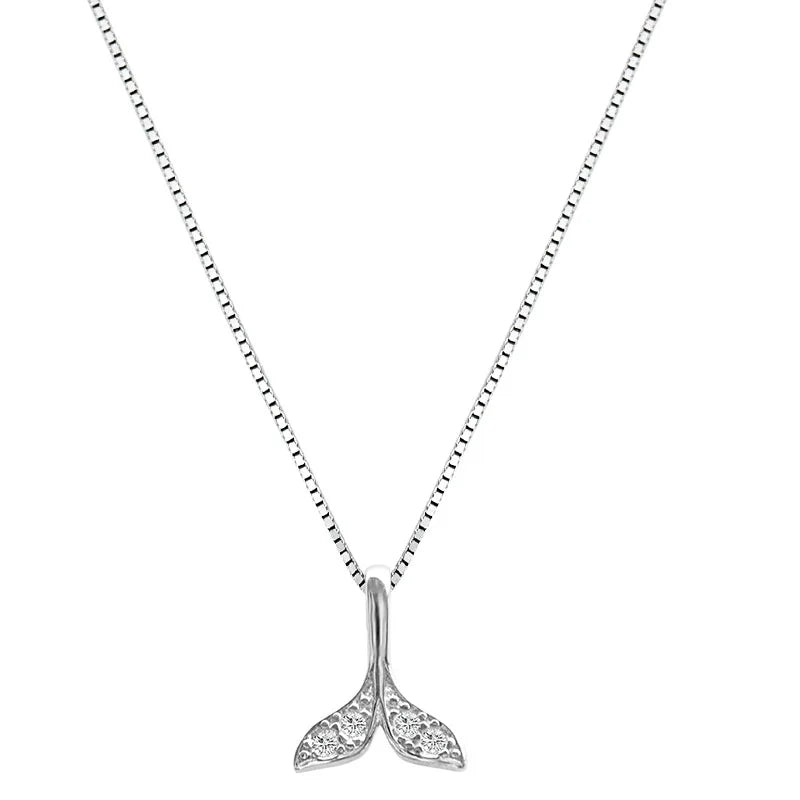 925 Silver Mermaid Rhinestone Necklace Fine Jewelry