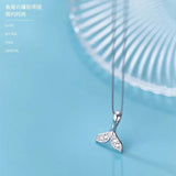 925 Silver Mermaid Rhinestone Necklace Fine Jewelry