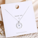 925 Silver Necklace Pendant Women Time Clock Silver 925 Jewelry