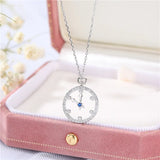 925 Silver Necklace Pendant Women Time Clock Silver 925 Jewelry
