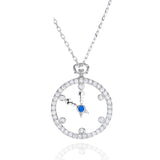 925 Silver Necklace Pendant Women Time Clock Silver 925 Jewelry