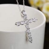 925 Silver Necklace Pendant Vintage Charm High Wedding Zircon Cross Party Jewelr