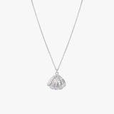925 Silver Necklace Pendant Lady Pearl Shell Women Cross Chain