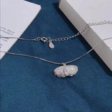 925 Silver Necklace Pendant Lady Pearl Shell Women Cross Chain