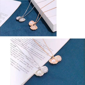 925 Silver Necklace Pendant Lady Pearl Shell Women Cross Chain