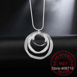 925 Silver Snake Chain Choker Necklace Three Circle Collar Pendant