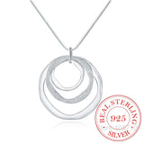 925 Silver Snake Chain Choker Necklace Three Circle Collar Pendant