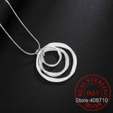 925 Silver Snake Chain Choker Necklace Three Circle Collar Pendant