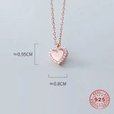 925 Silver Rose Heart Pendant Necklace with Rhinestones