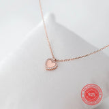 925 Silver Rose Heart Pendant Necklace with Rhinestones