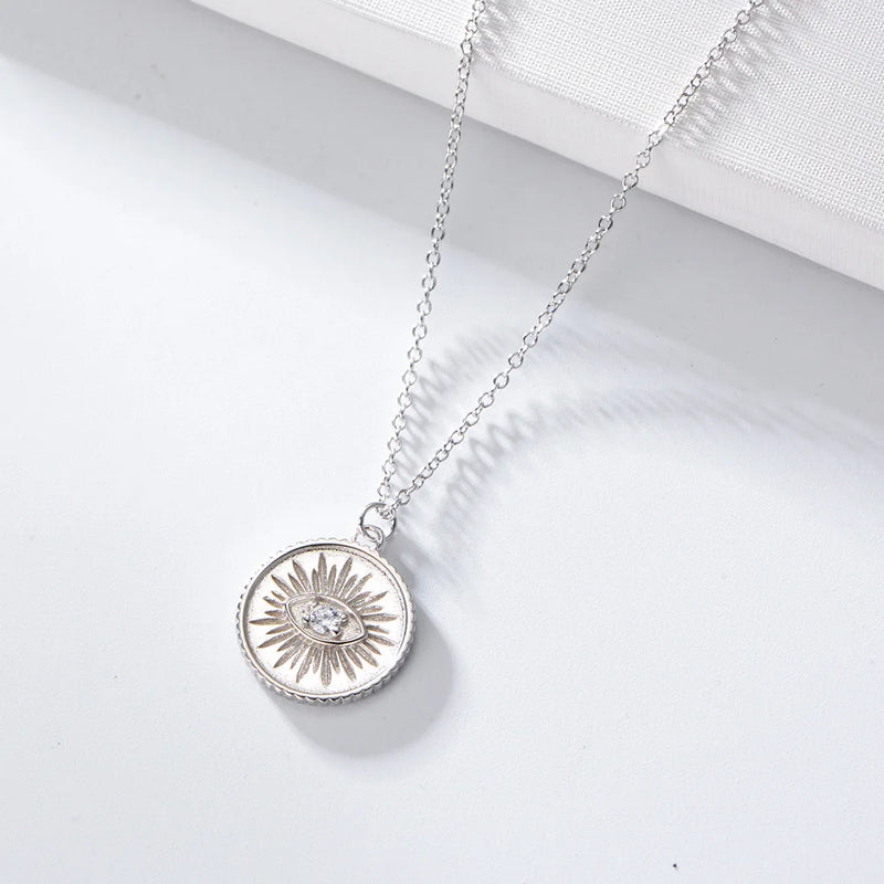 925 Silver Devil Eye Pendant Choker Necklace for Women Zircon Jewelry