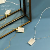 925 Silver Shell Square Block Pendant Necklace 18k Geometric Fine Jewelry