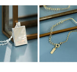 925 Silver Shell Square Block Pendant Necklace 18k Geometric Fine Jewelry