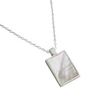 925 Silver Shell Square Block Pendant Necklace 18k Geometric Fine Jewelry
