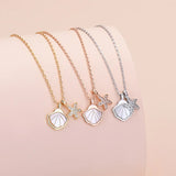 Sterling Silver Shell Star Circle Necklace Round Jewelry