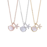 Sterling Silver Shell Star Circle Necklace Round Jewelry