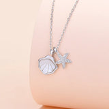 Sterling Silver Shell Star Circle Necklace Round Jewelry