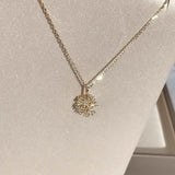 925 Silver Dandelion Flower Pendant Necklace Zircon Woman Jewelry Gift