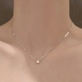 925 Silver Necklace 0.4cm Zircon Pendant Women's Crystal Bling Jewelry