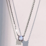 925 Silver Necklace 0.4cm Zircon Pendant Women's Crystal Bling Jewelry