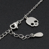 925 Sterling Silver Necklace Skeleton Skull Pendant Chain Punk Rock Jewelry