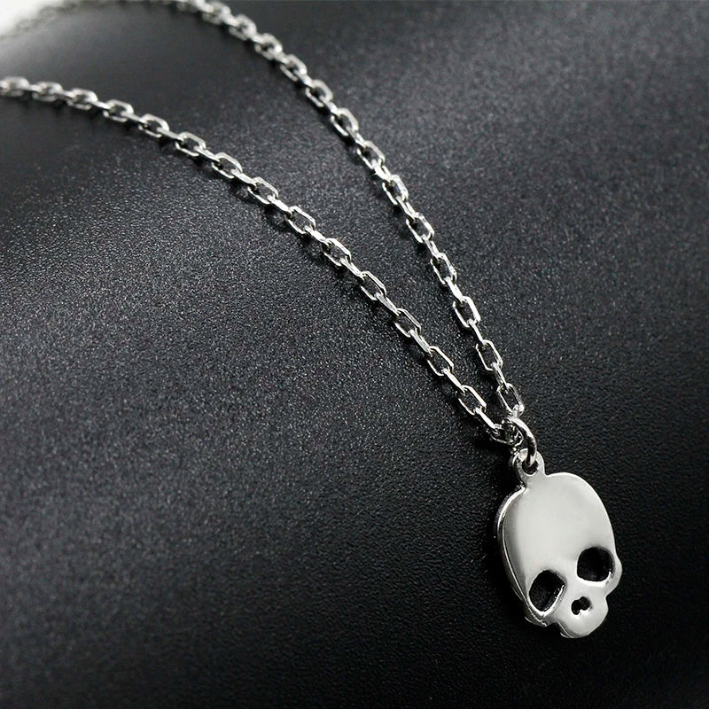 925 Sterling Silver Necklace Skeleton Skull Pendant Chain Punk Rock Jewelry