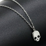 925 Sterling Silver Necklace Skeleton Skull Pendant Chain Punk Rock Jewelry