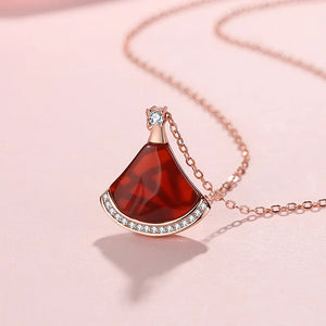 925 Silver Necklace, Skirt Style, Fan-Shaped Pendant