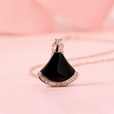 925 Silver Necklace, Skirt Style, Fan-Shaped Pendant