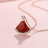 925 Silver Necklace, Skirt Style, Fan-Shaped Pendant