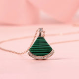 925 Silver Necklace, Skirt Style, Fan-Shaped Pendant