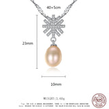 925 Silver Snowflake Zircon Pearl Necklace Women Jewelry