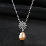 925 Silver Snowflake Zircon Pearl Necklace Women Jewelry