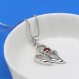 925 Silver Necklace - White/Red/Purple CZ Zircon Pendant Chain 43-46CM