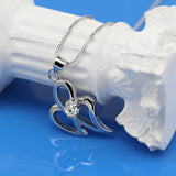 925 Silver Necklace - White/Red/Purple CZ Zircon Pendant Chain 43-46CM