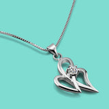 925 Silver Necklace - White/Red/Purple CZ Zircon Pendant Chain 43-46CM