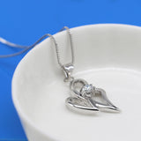 925 Silver Necklace - White/Red/Purple CZ Zircon Pendant Chain 43-46CM