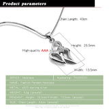 925 Silver Necklace - White/Red/Purple CZ Zircon Pendant Chain 43-46CM