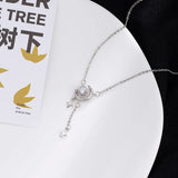 925 Sterling Silver Star Moon Choker Necklace Geometric Clavicle Chain