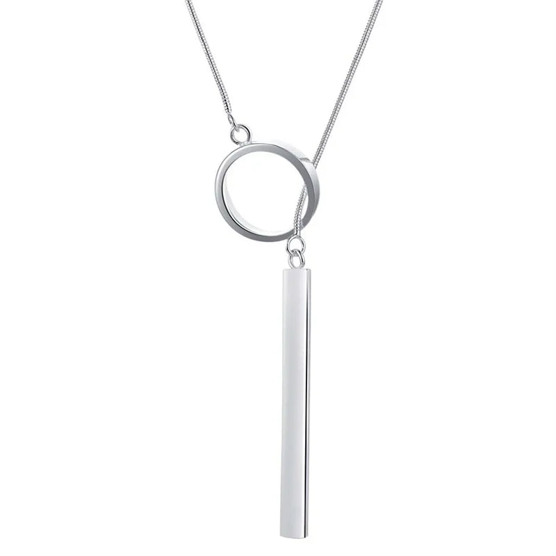 925 Silver Necklace Straight Ring Pendant Snake Bone Silver Necklace