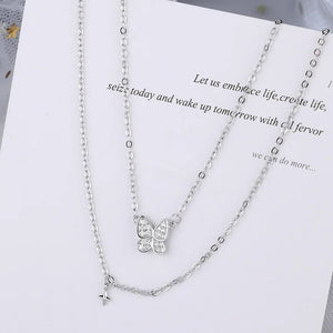 925 Silver Tassel Cross Necklace Flash Diamond Choker