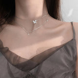 925 Silver Tassel Cross Necklace Flash Diamond Choker