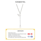 925 Silver Tassel Pearl Necklace for Women Retro Long Chain Jewelry