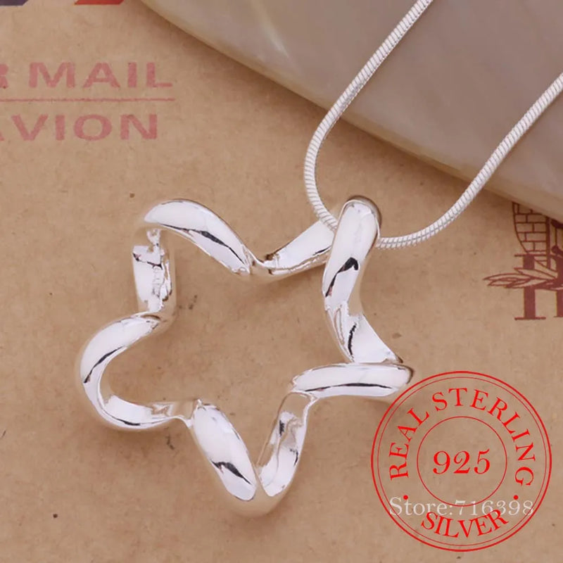 925 Silver 5-Star Necklace Women's Jewelry Gift