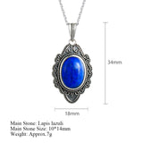 Sterling Silver Necklace Vintage Lapis Pendants Jewelry for Women