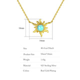 925 Silver Necklace Opal Sun Shape Plated Jewelry Romantic Gift