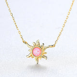925 Silver Necklace Opal Sun Shape Plated Jewelry Romantic Gift